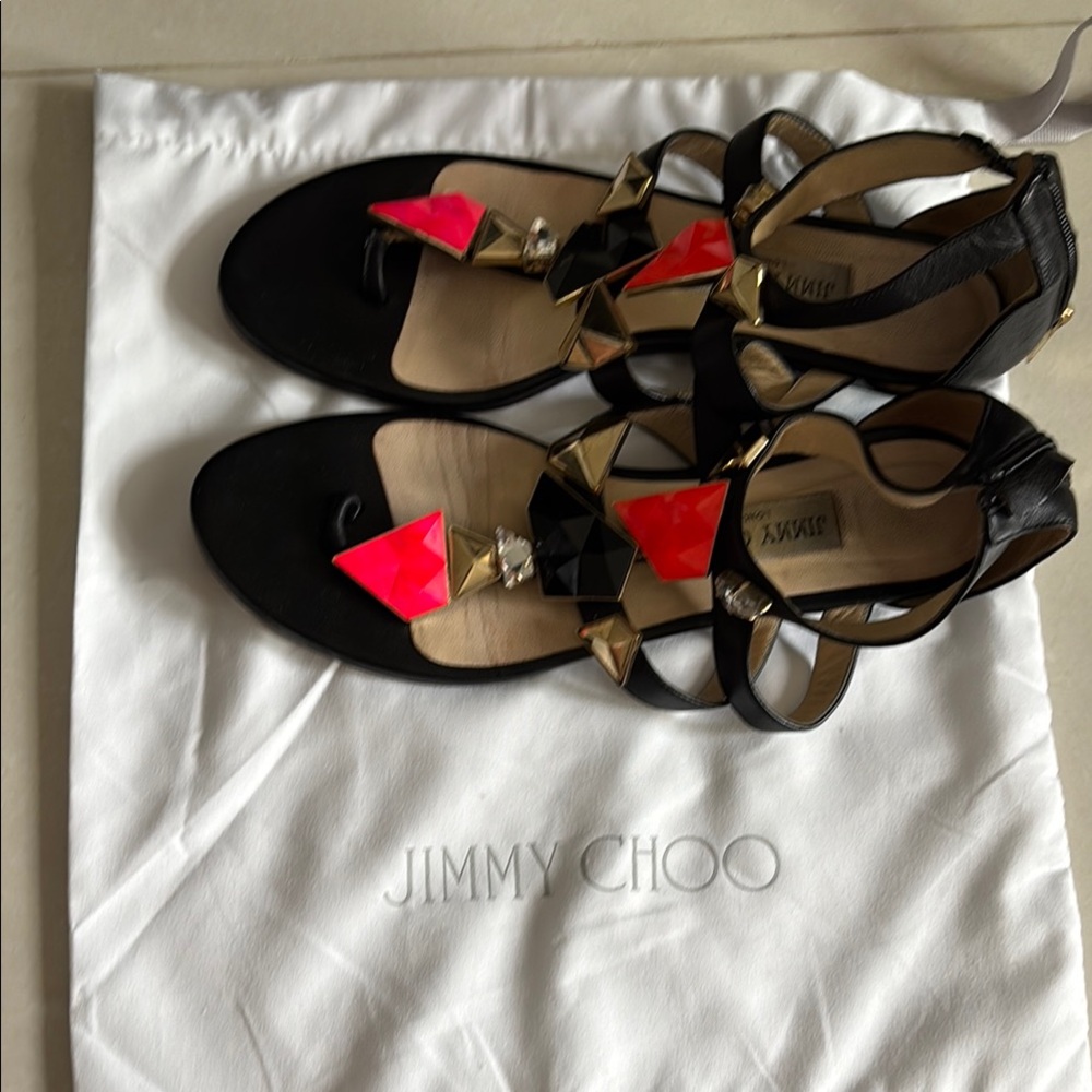 Jimmy Choo Black and Pink Women's Sandals